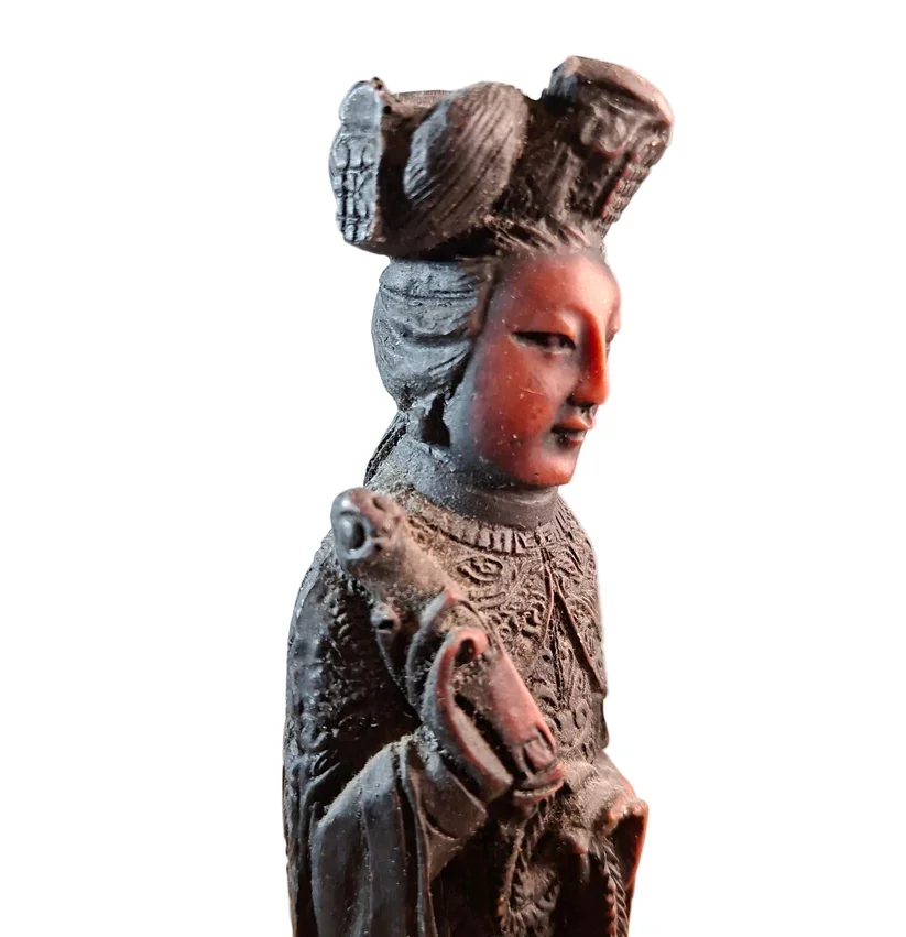 Top View of a Vintage Chinese Carved Guan Yin Statue Figure
