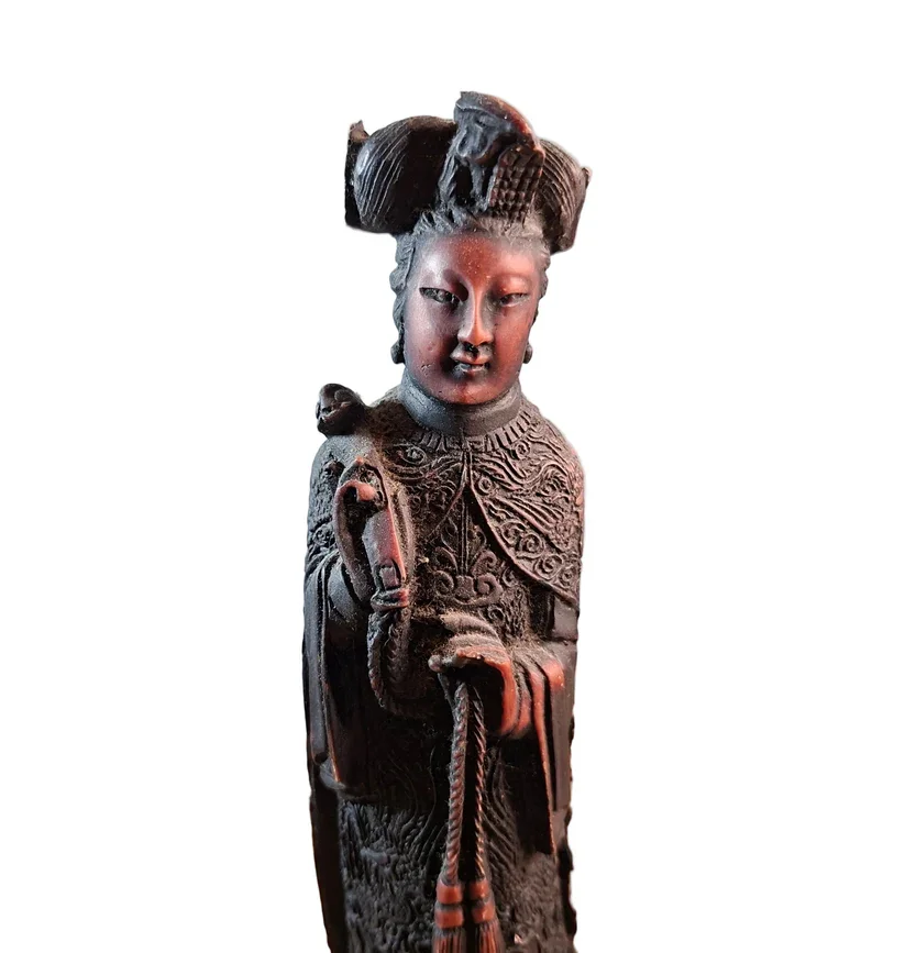 Vintage Carved Resin Guan Yin Statue Figure