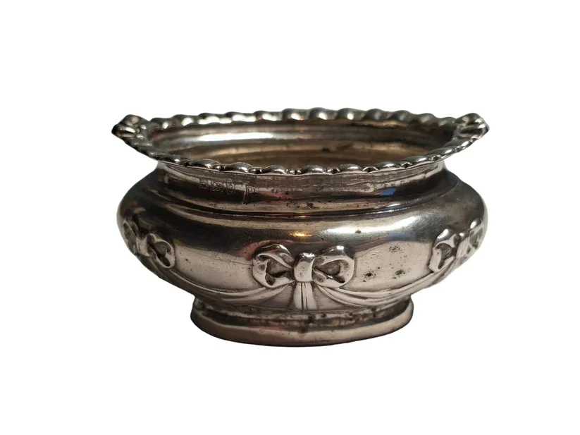 Antique Sterling Silver Salt Cellar by Walker & Hall, 1898
