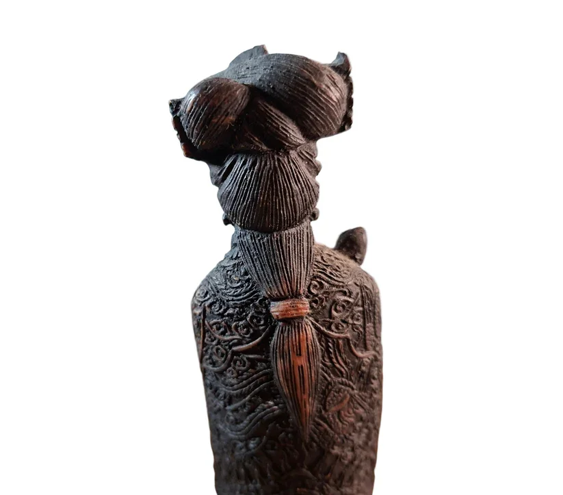 Back view of Vintage Chinese Carved Guan Yin Statue Figure