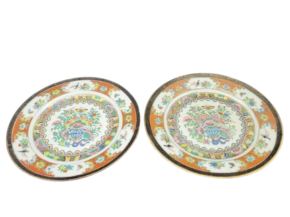 Chinese Early 20th century hand painted plates Famille Rose