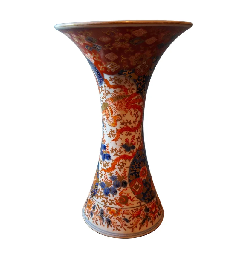 Japanese Imari Trumpet Vase Three Friends of Winter Pattern
