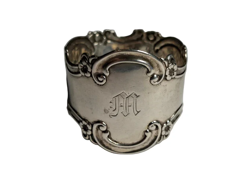 Antique Silver Art Nouveau Napkin Ring by Walter & Holland, 1895