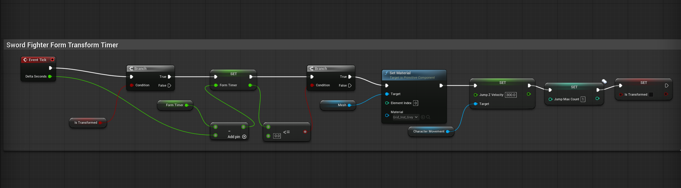 Transformation timer blueprint graph