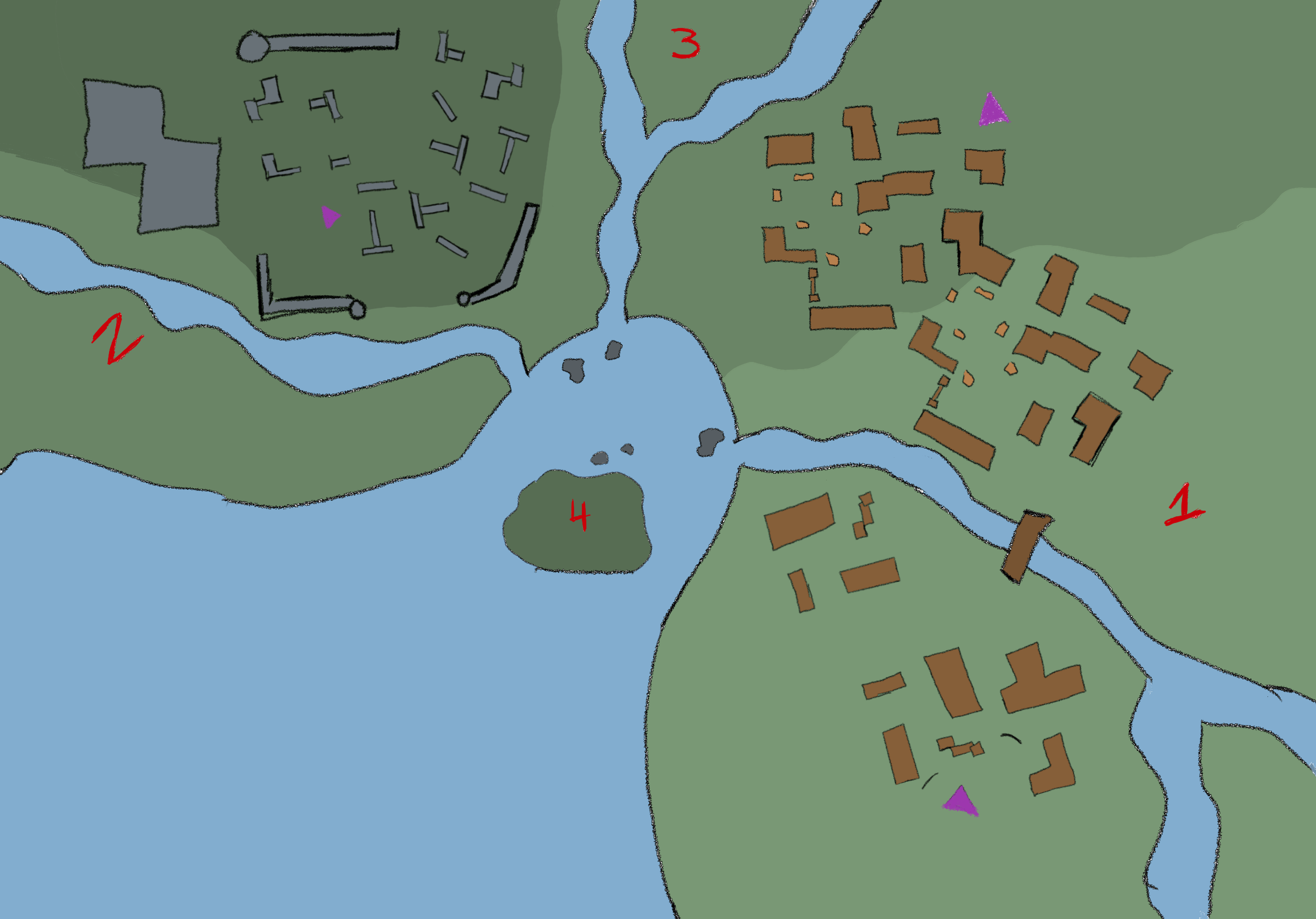 In-progress top-down blockout of Midgard