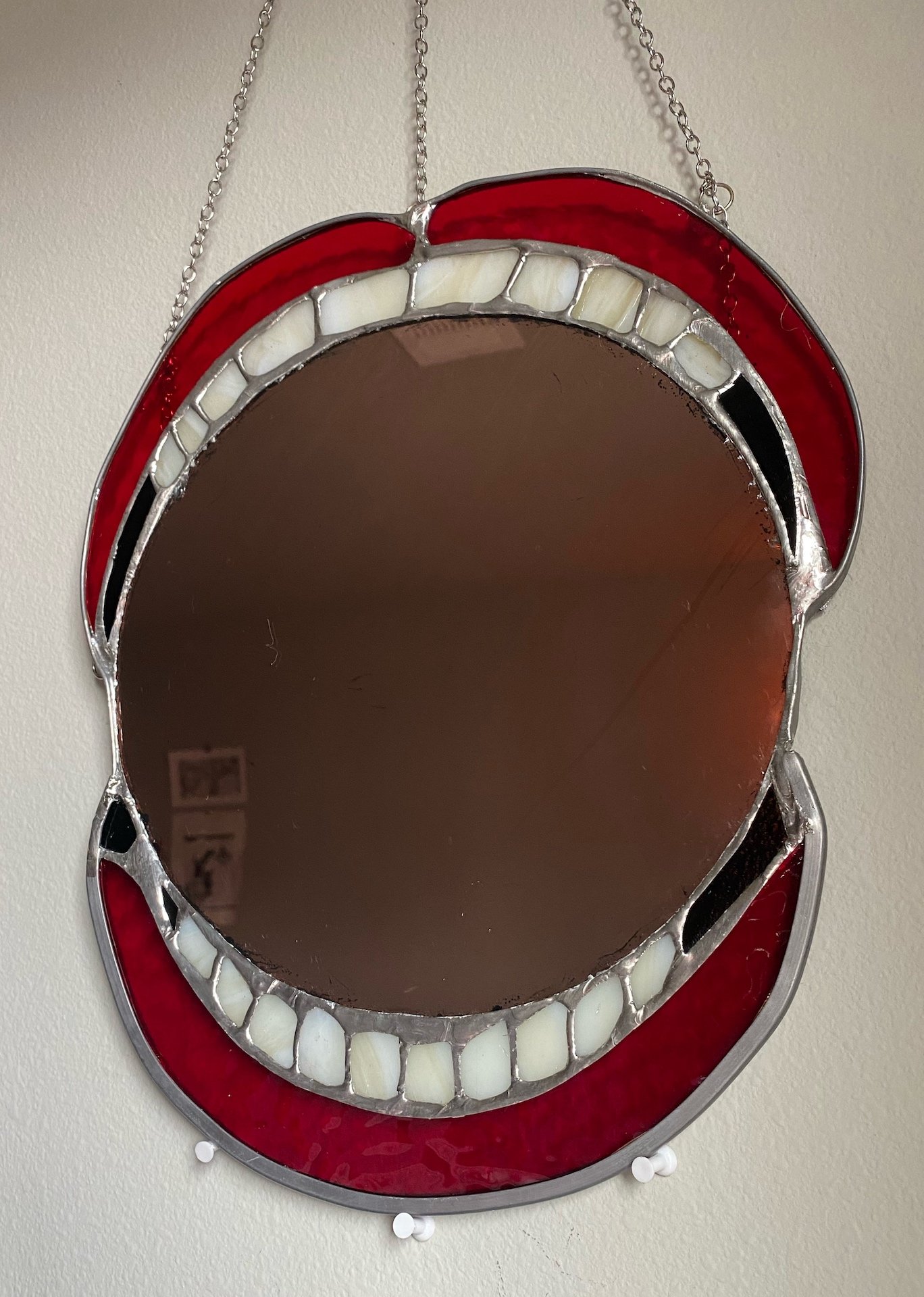 Mouth Mirror, 2022, Stained Glass, 11 x 13 in