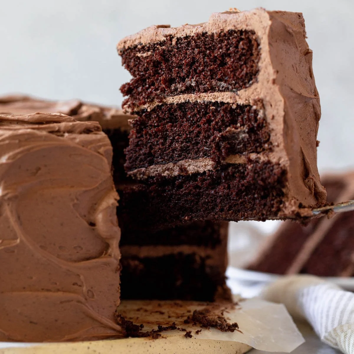 Chocolate layer cake with German buttercream - Slice