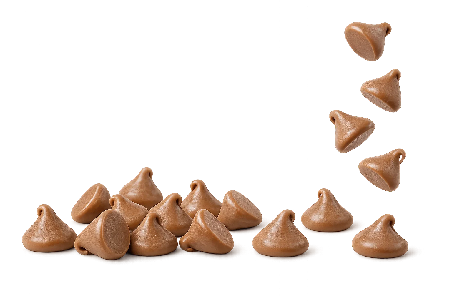 Milk and white sugar free chocolate chips scattered on a premium surface.