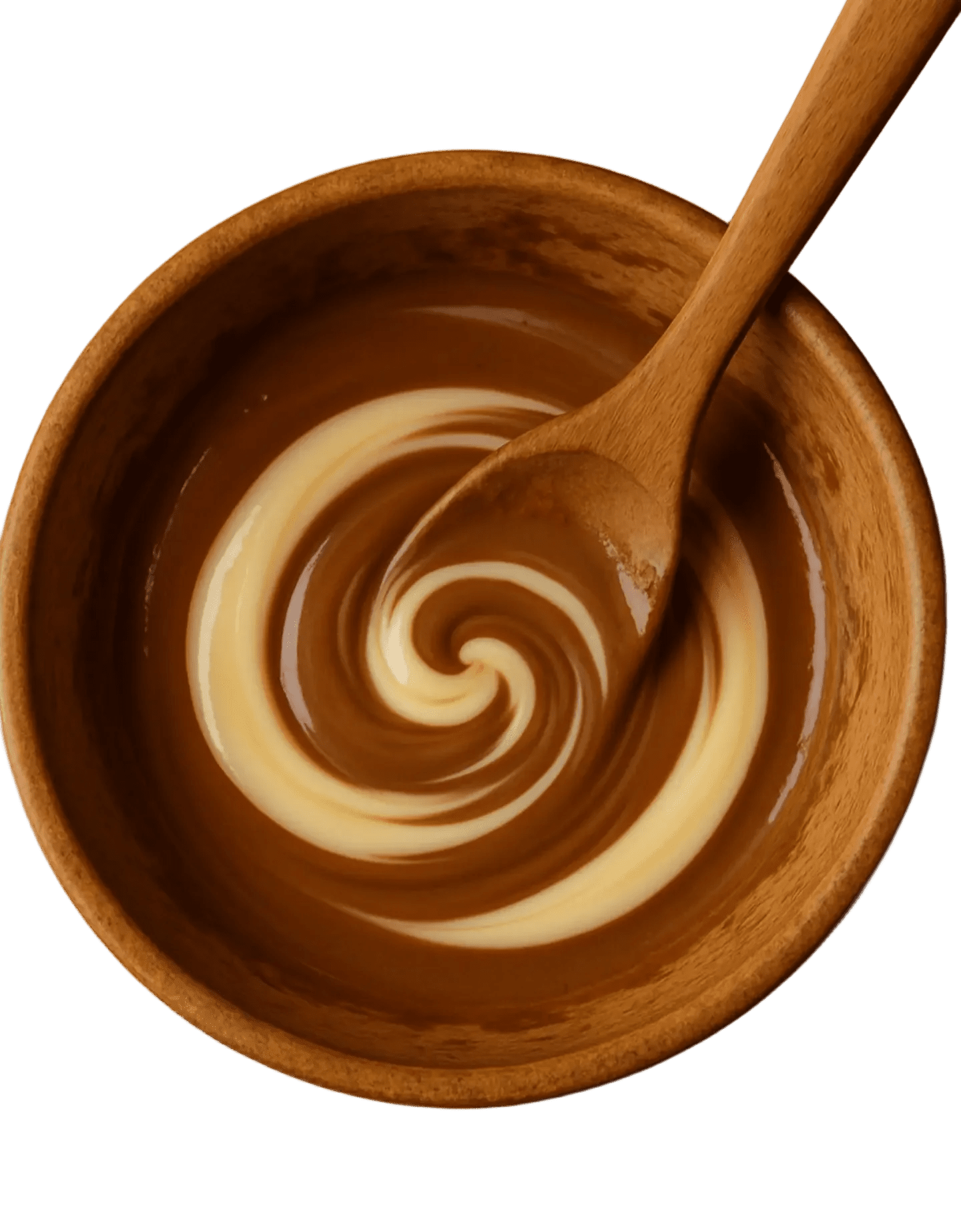 Premium milk and white chocolate melting during the crafting process.