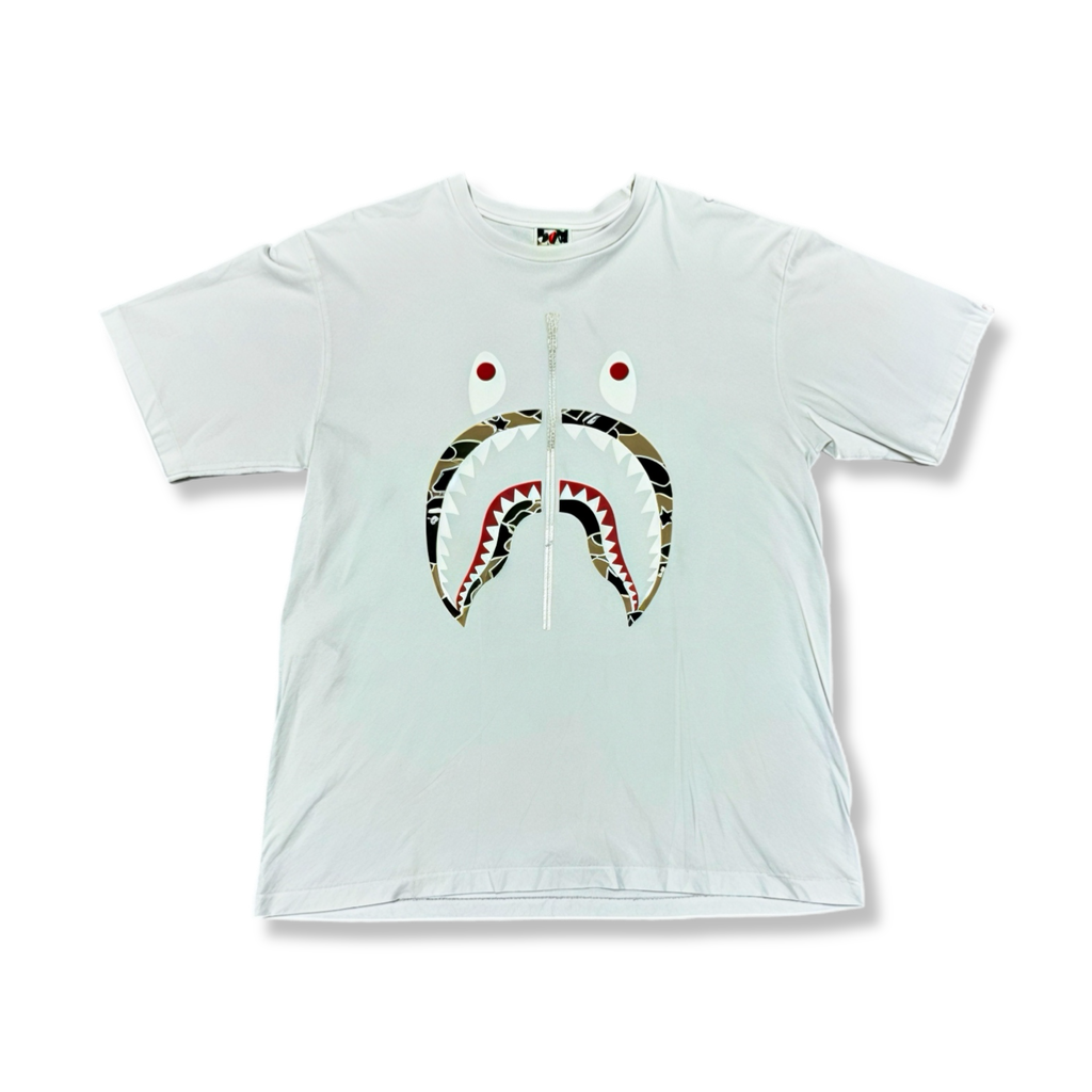 Bape Brown camo Shark Head White Tee (XL)