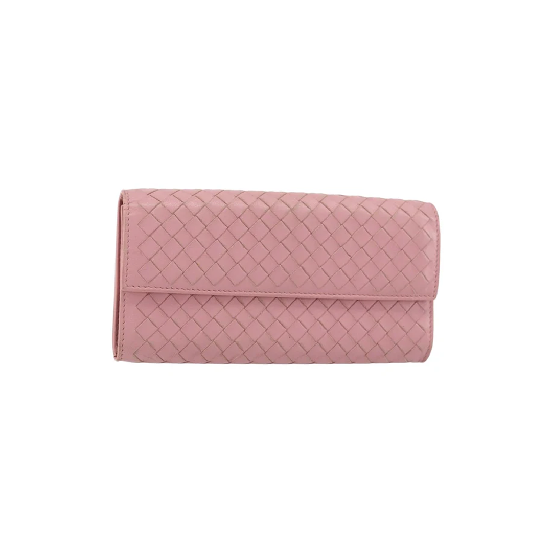 Bottega Venetta Intrecciato long wallet pink