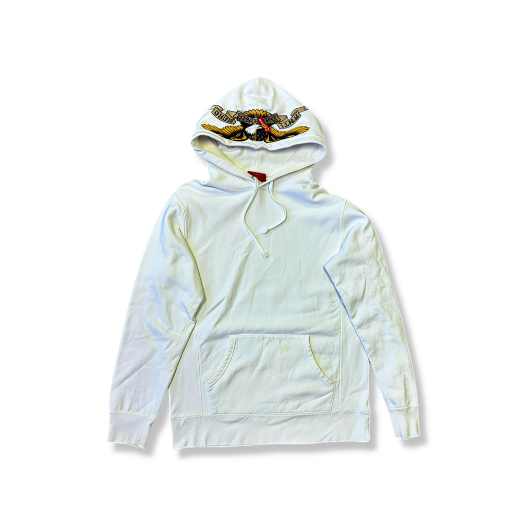 Supreme logo sleeve hoodie (M)