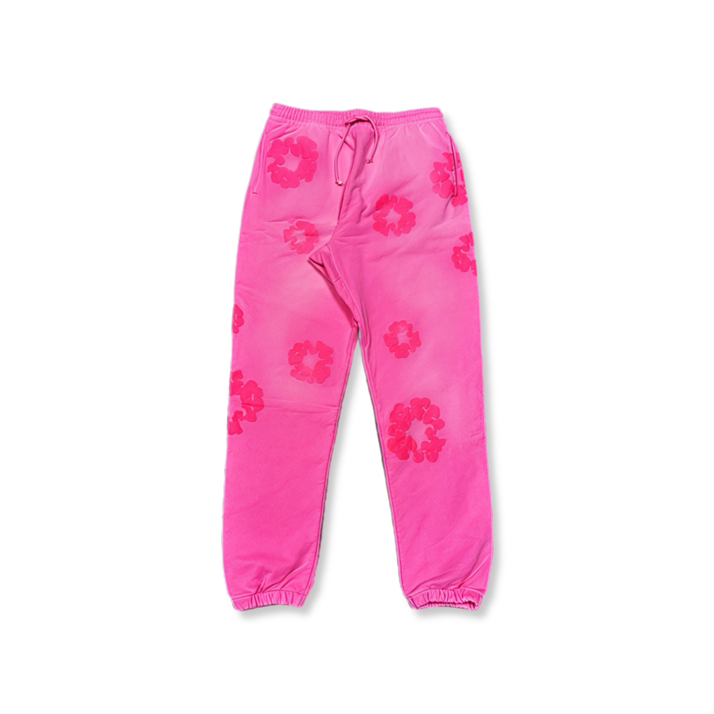 Denim Tears cotton wreath hot pink faded sweatpants (L)