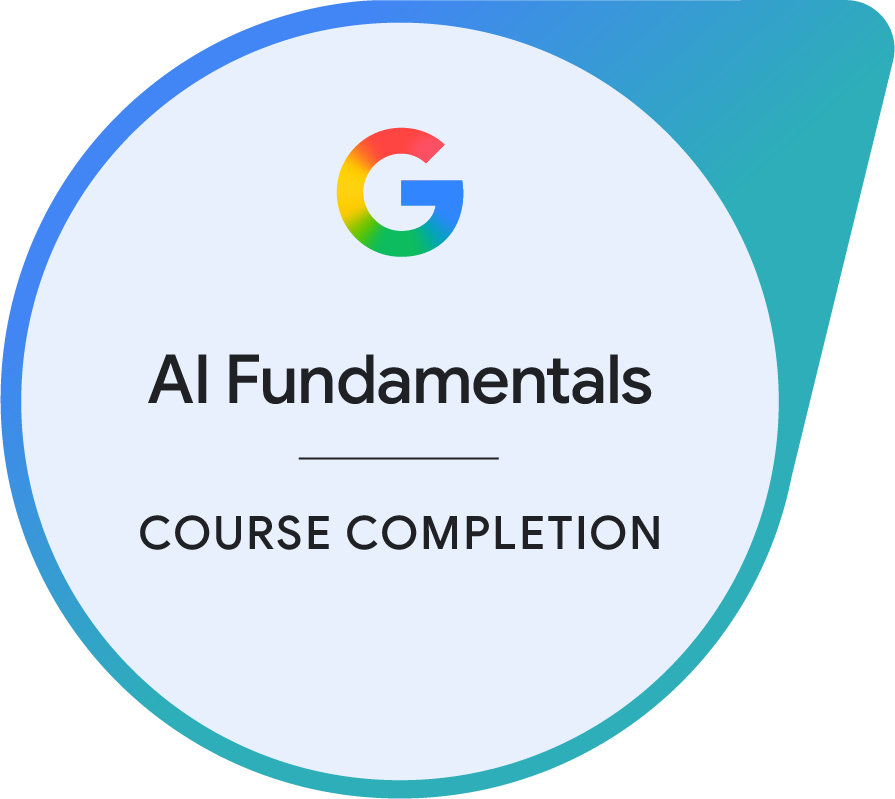 Google AI Fundamentals course completion certificate awarded to Roxane Pinault, AIO SEO Consultant Sydney