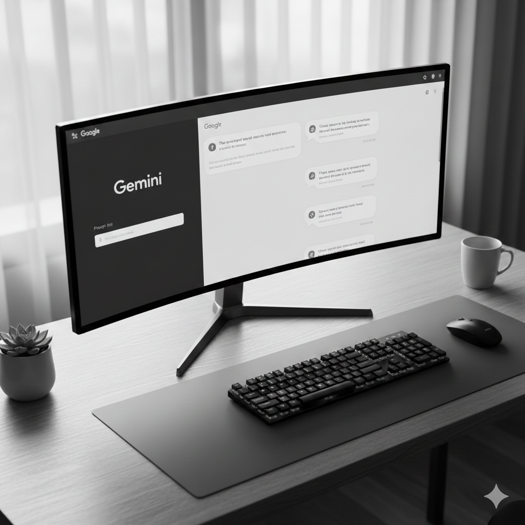 un bureau avec Gemini open