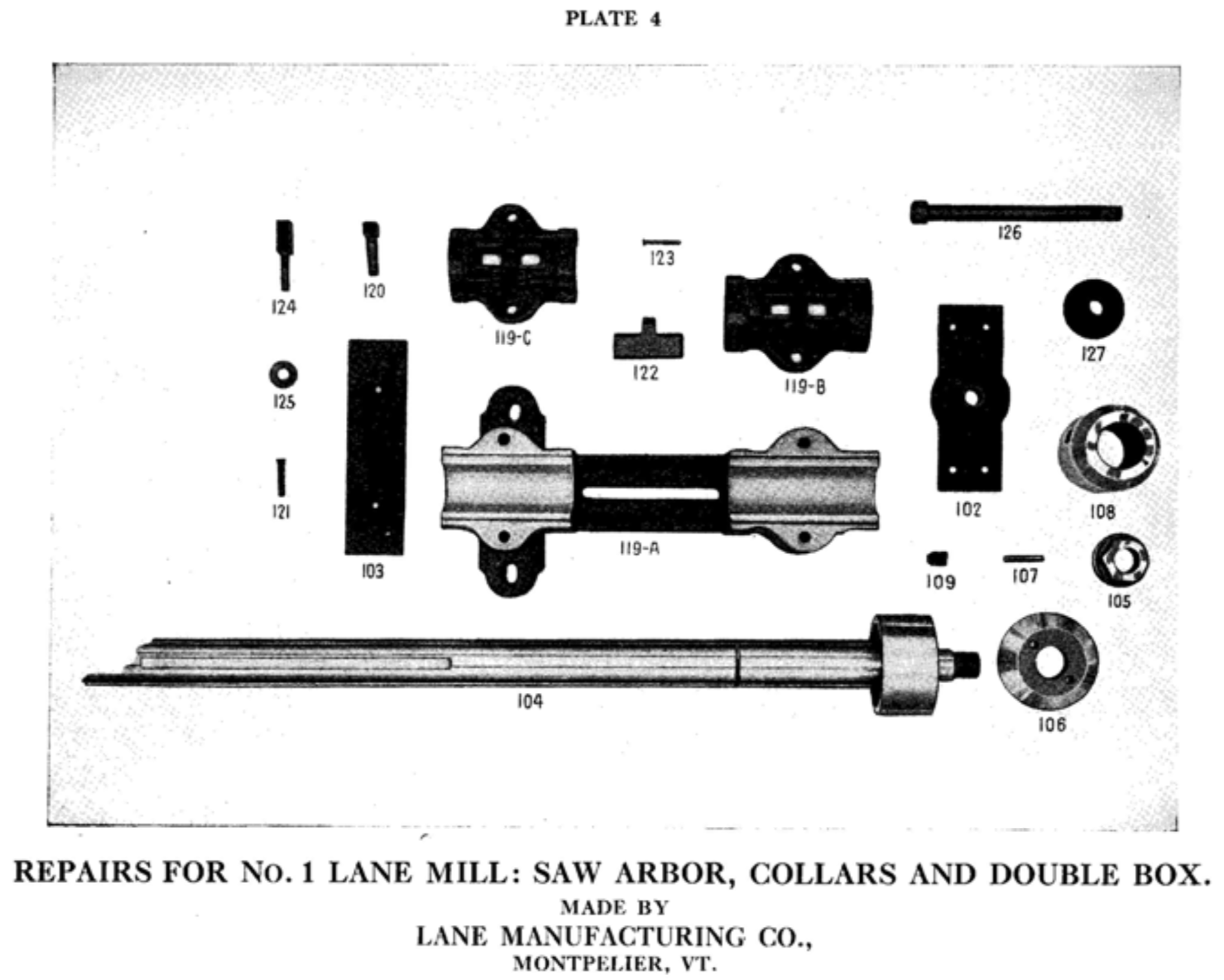 lane sawmill parts list plate 4