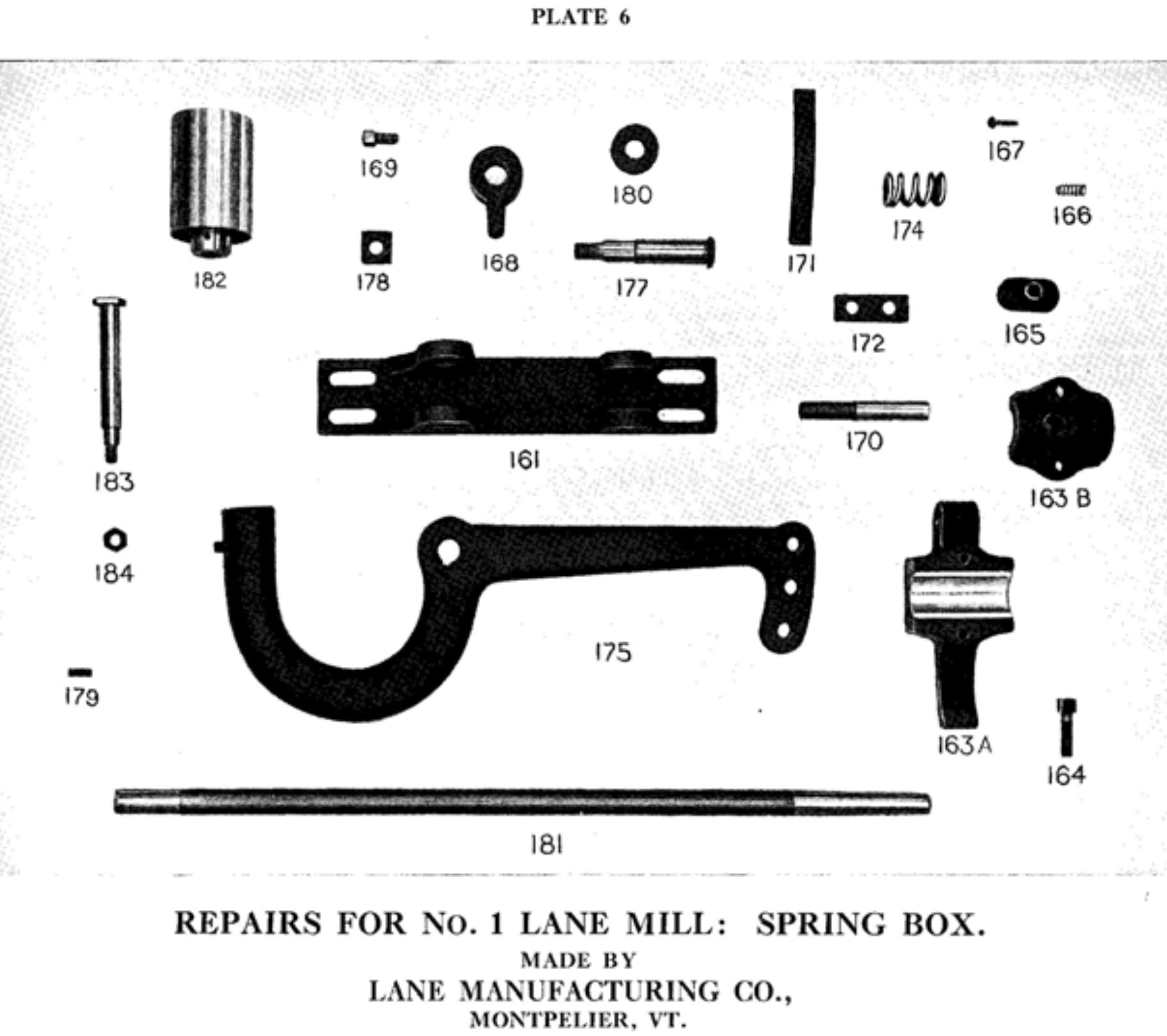 lane sawmill parts list plate 6