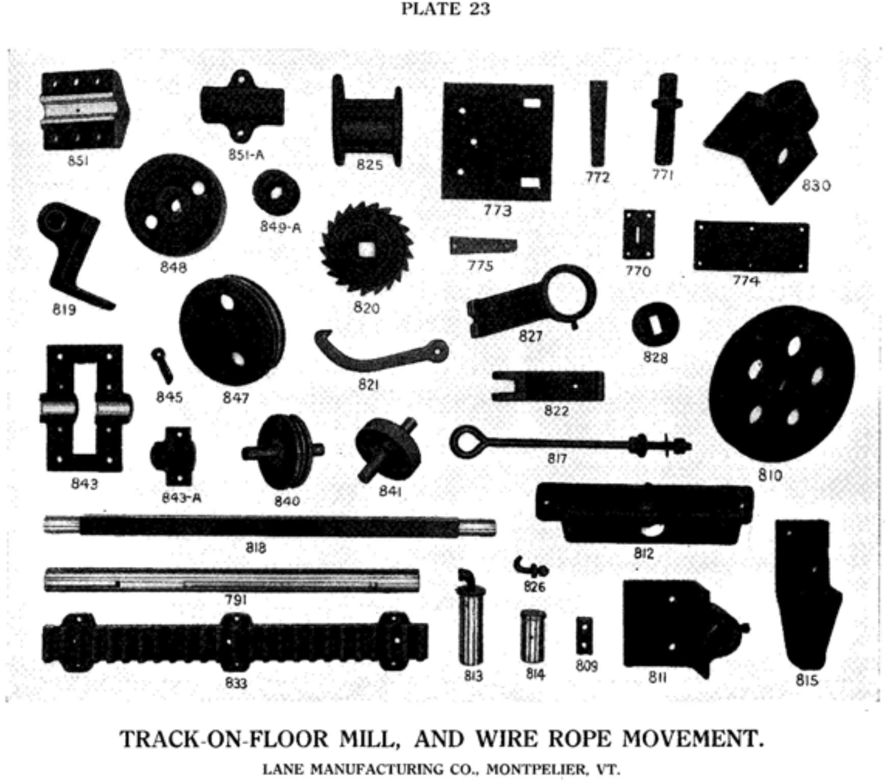 lane sawmill parts list plate 23