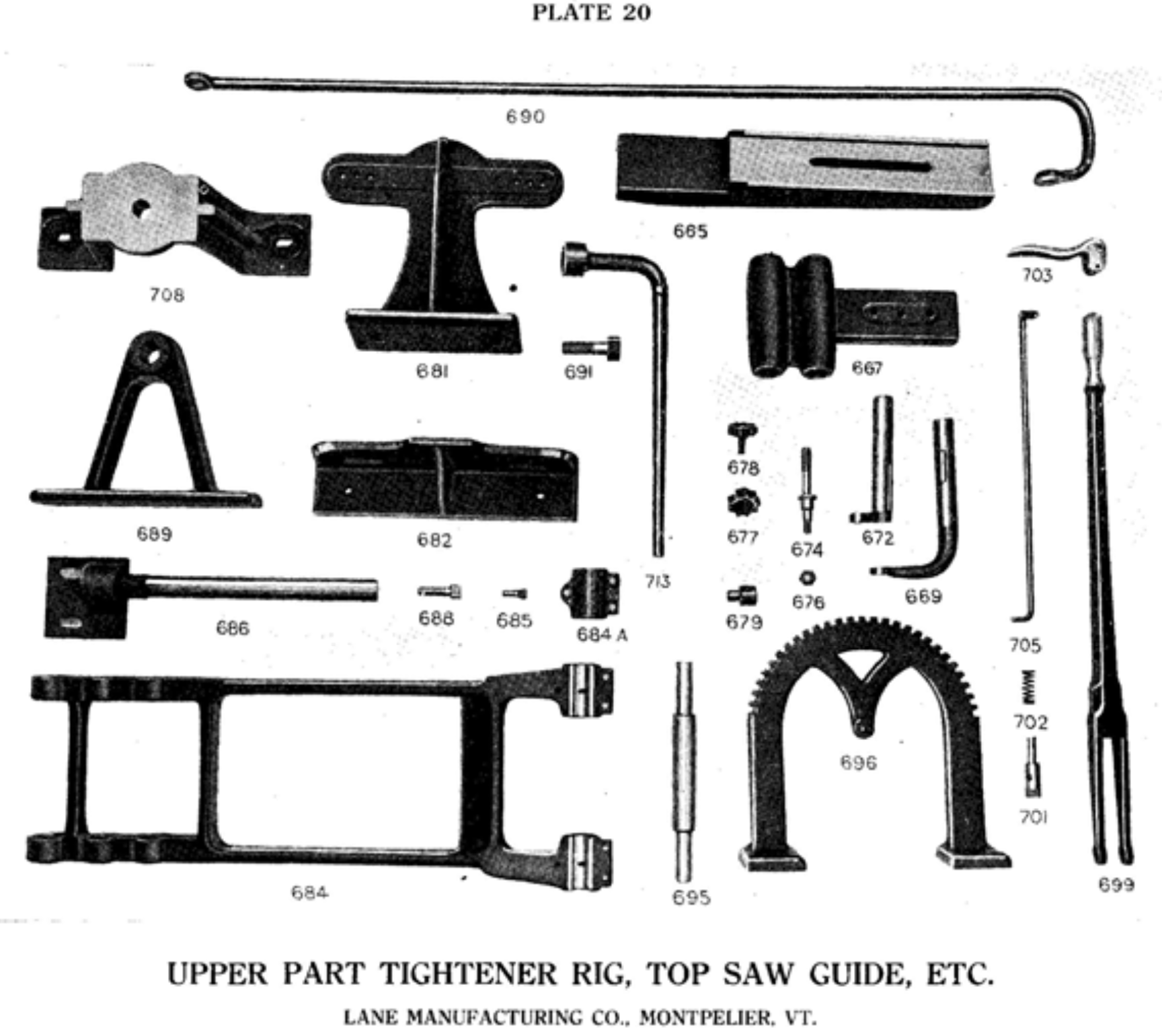 lane sawmill parts list plate 20