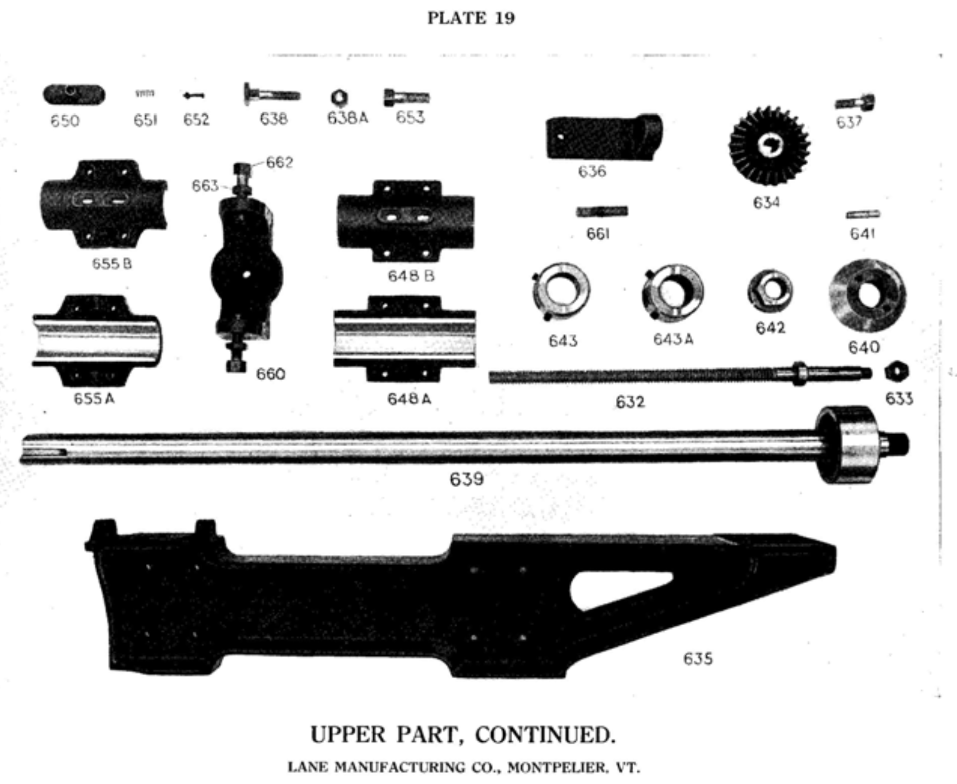 lane sawmill parts list plate 19