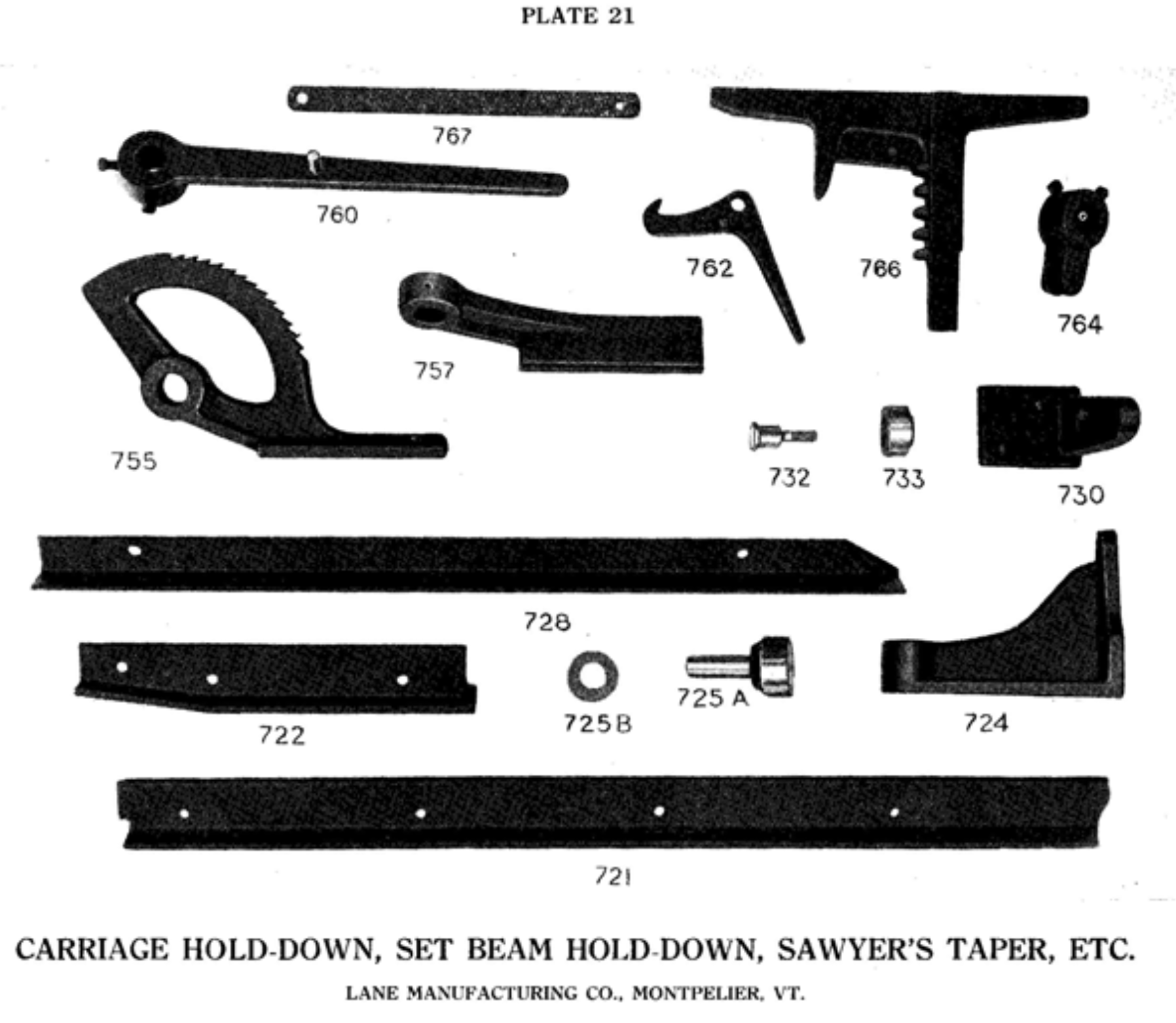 lane sawmill parts list plate 21