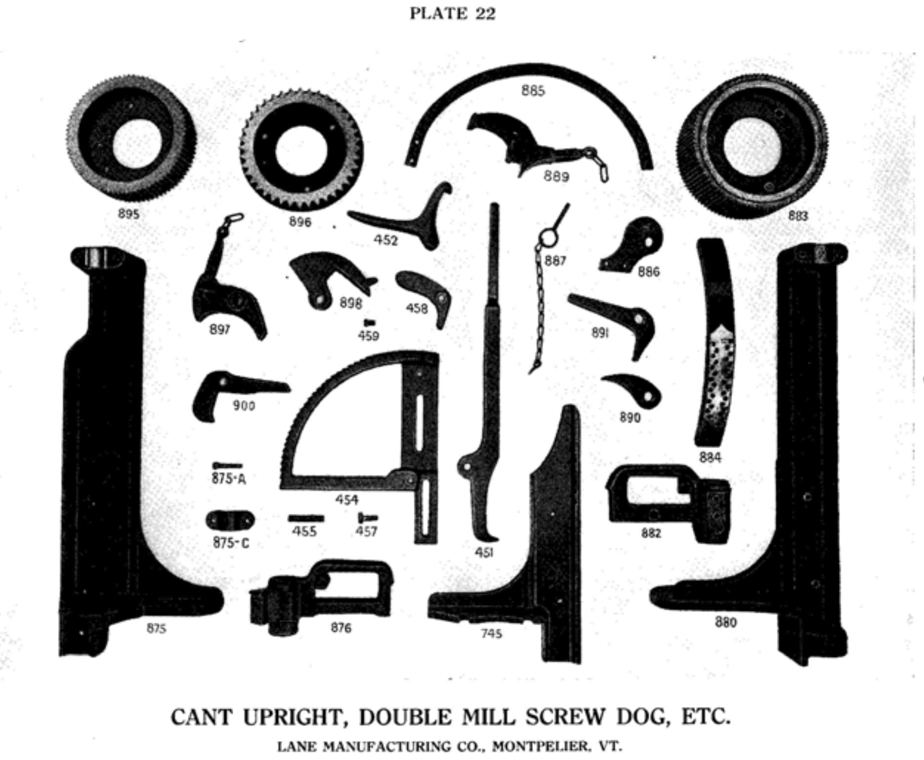 lane sawmill parts list plate 22