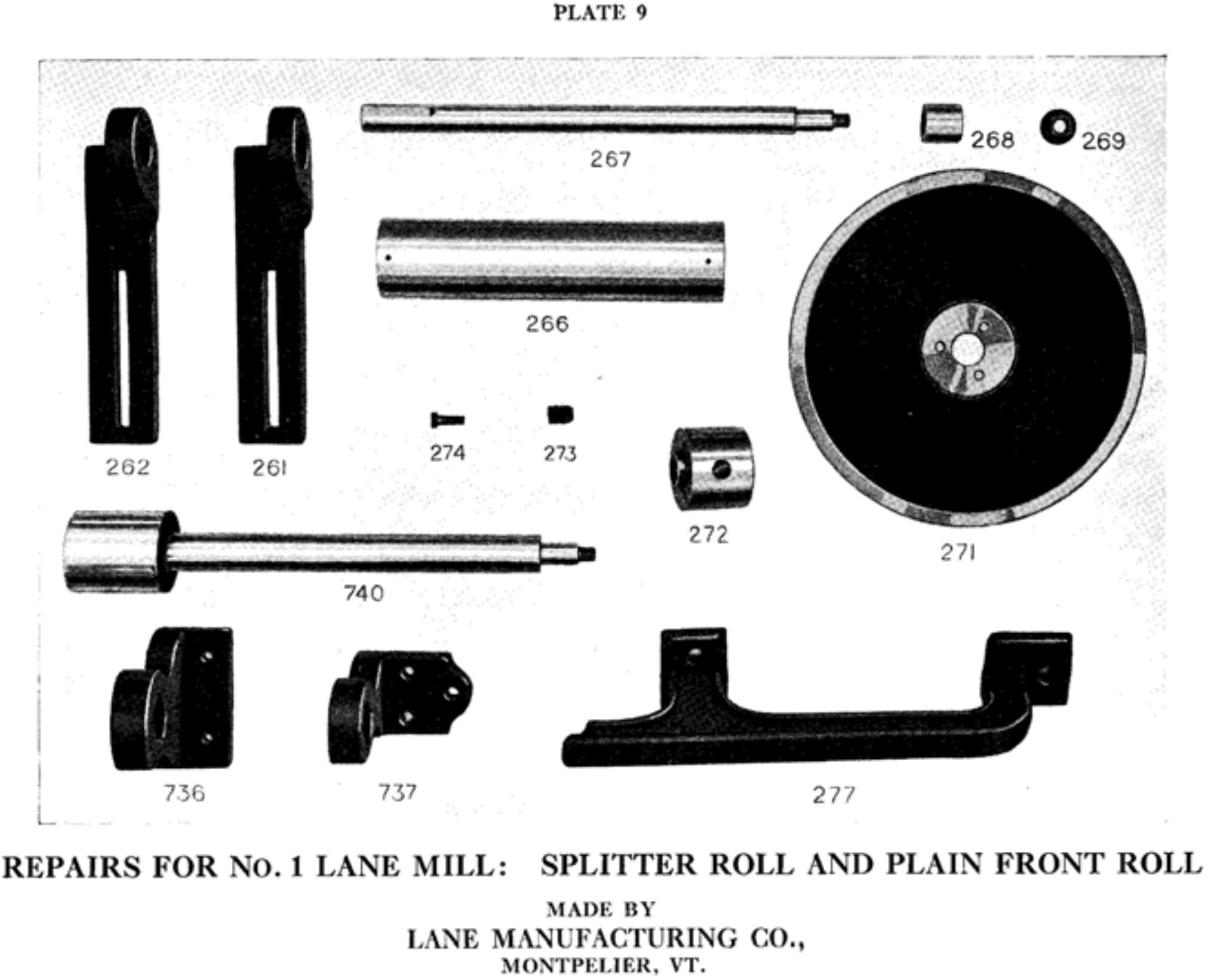 lane sawmill parts list plate 9