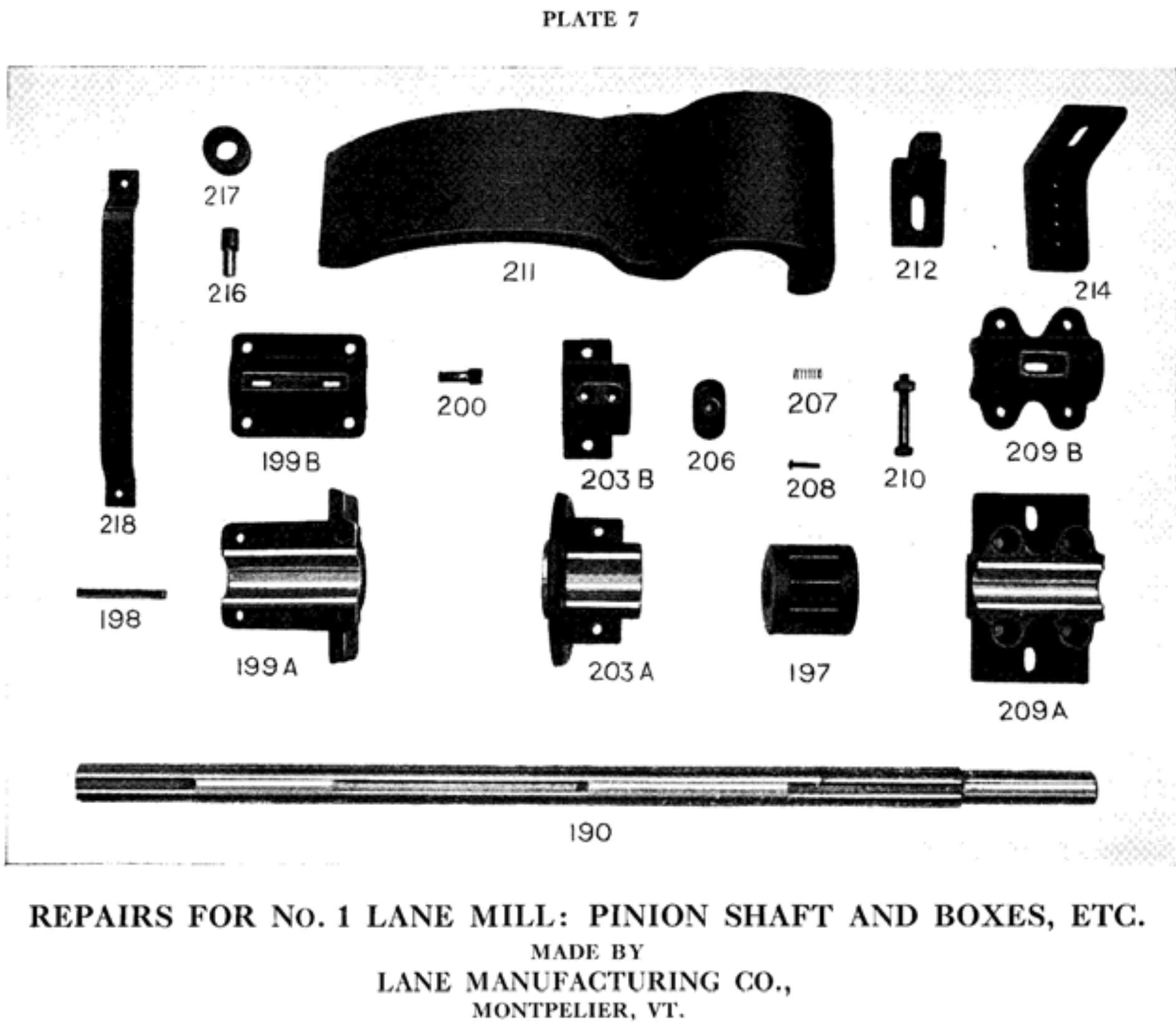 lane sawmill parts list plate 7