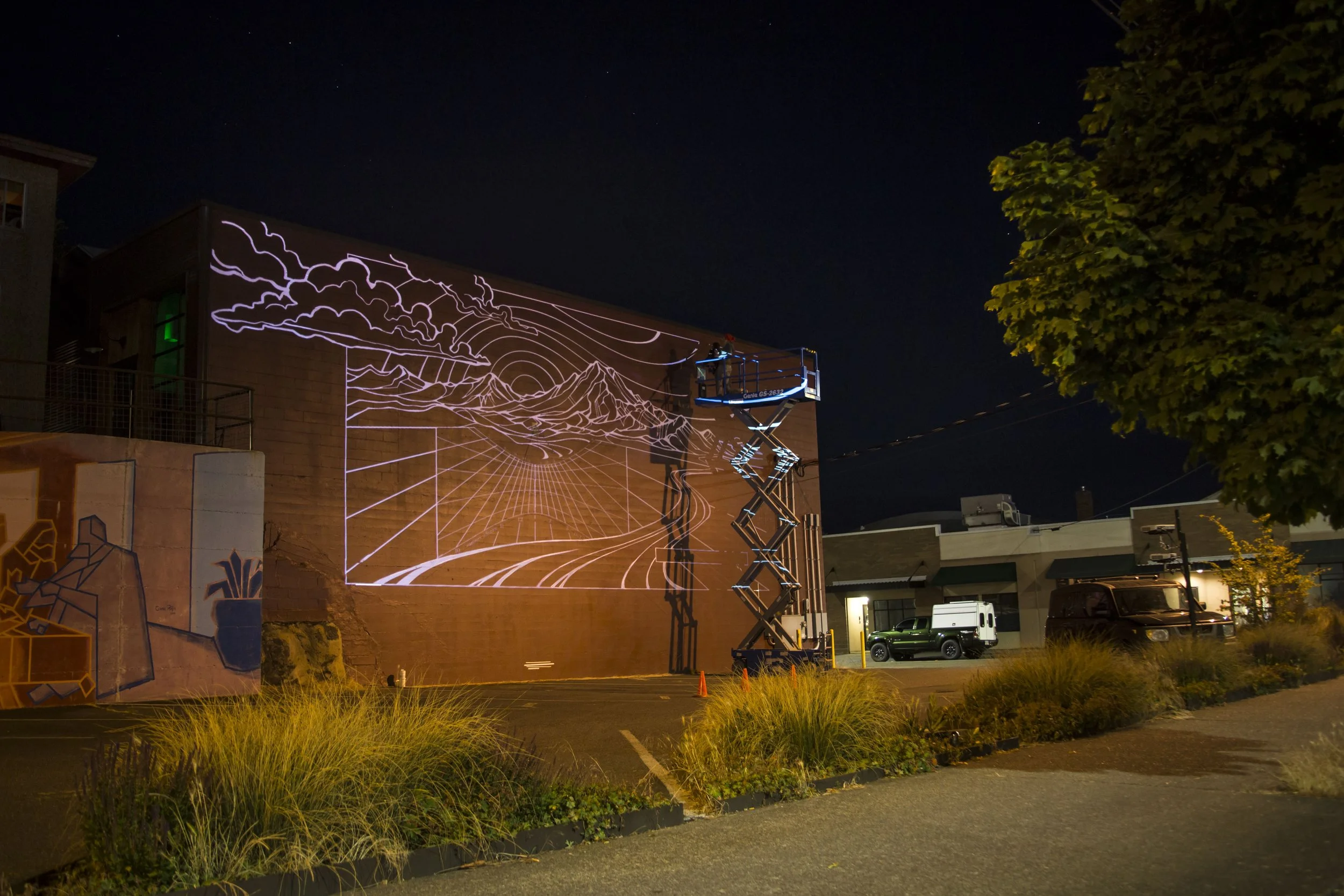 Lumenarius Gretchen Wilson 3D Projection Mapping Tracing Mural Paint Art Artist PNW Bellingham