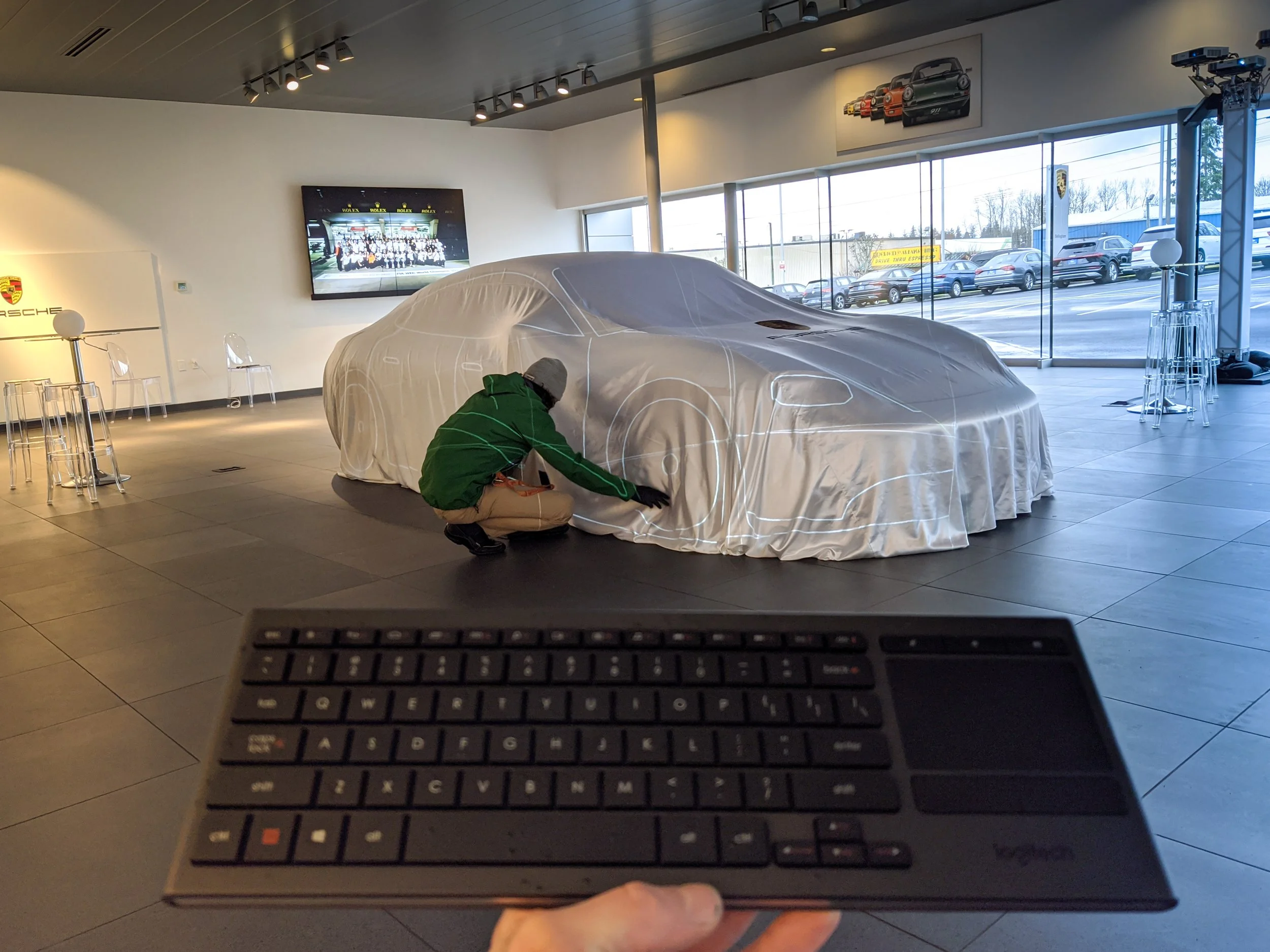 Lumenarius 3D Projection Mapping Installation Porsche Taycan Unveil Event System