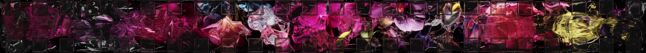 Kohler K150 immersive dining custom visuals, magenta porcelain blooms scattered across course 3