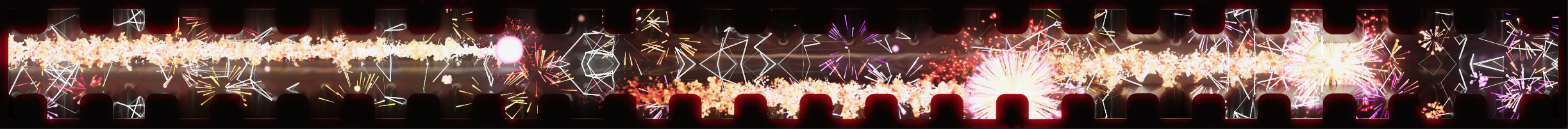 Kohler K150 immersive dining custom visuals, sparking firework finale streaking down the table