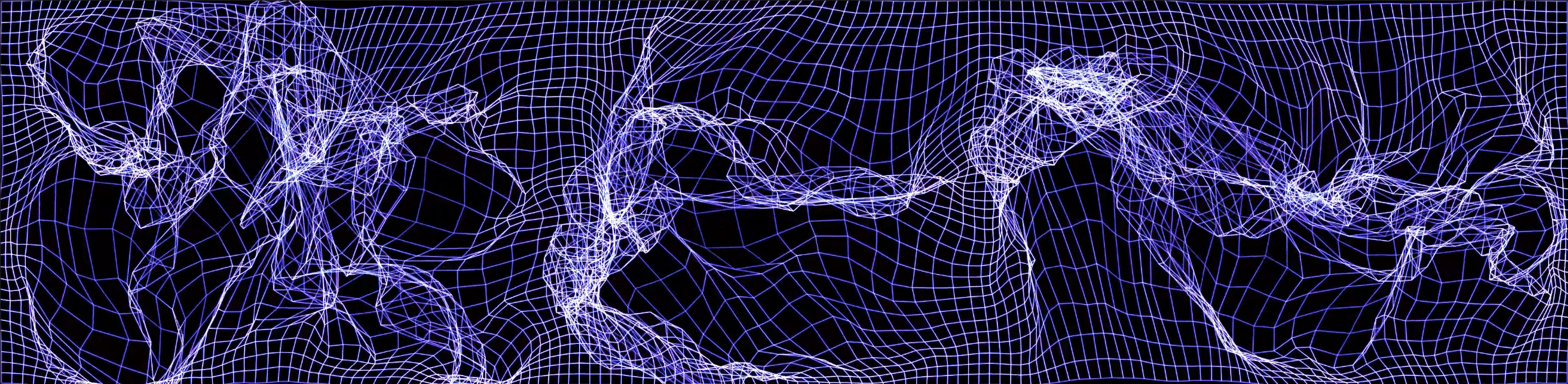 Immersive Shipping Container custom visuals at Burning Man, purple wireframe terrain stretched wide.