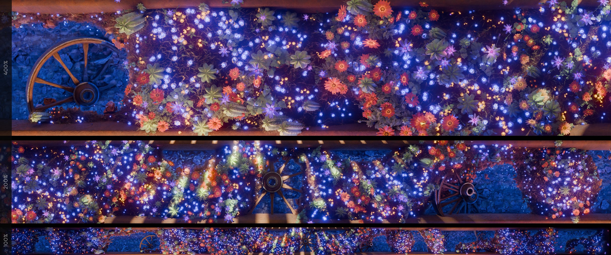 Boys & Girls Clubs Stars Gala custom visuals, blooming desert detail with wagon wheel at 400 percent