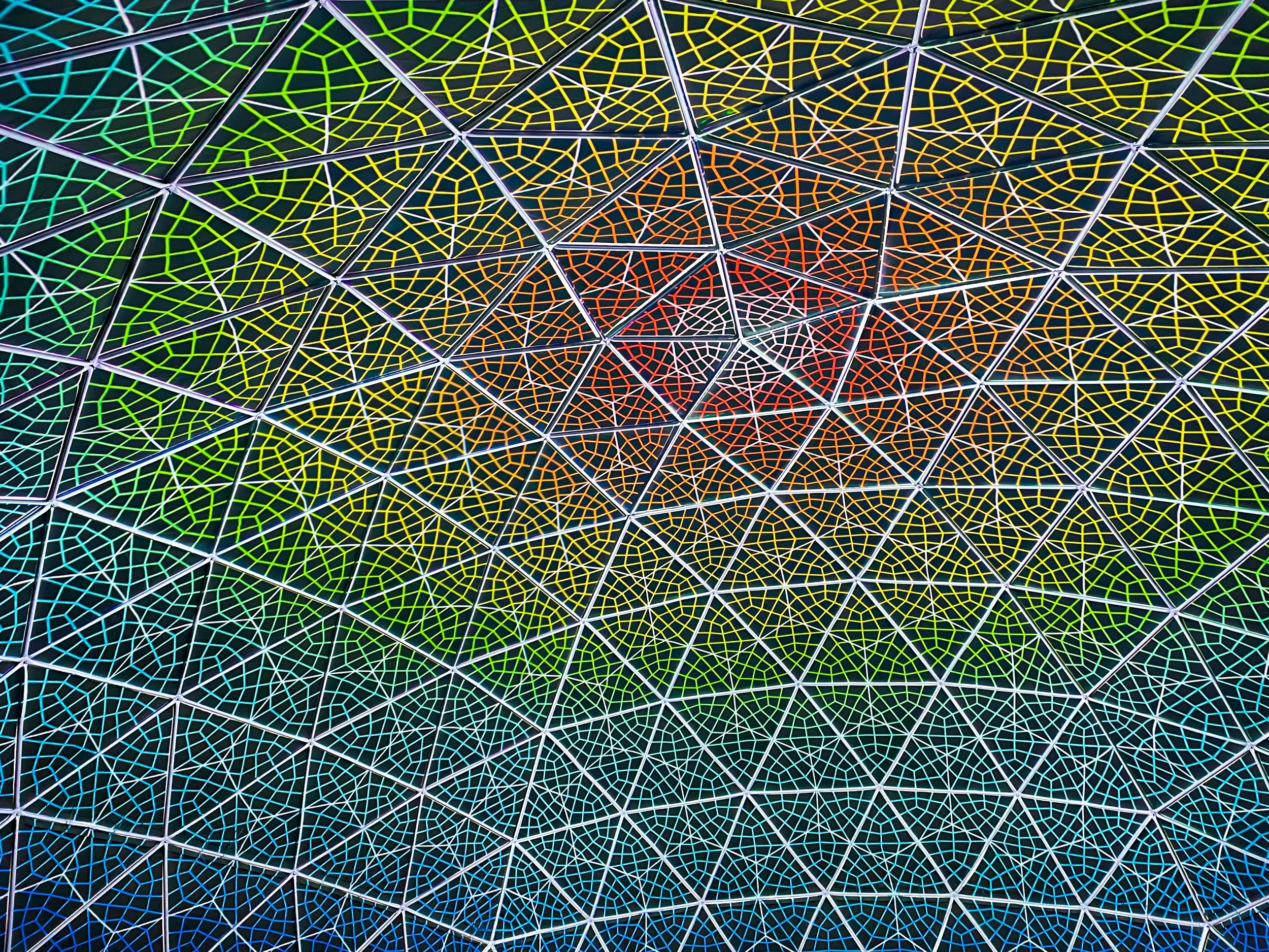 The Dome at Hi-Lawn DC, calibration grid mapped across every panel of the geodesic dome