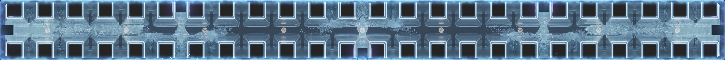 Kohler K150 immersive dining custom visuals, pale blue water panels for the course 2 flood