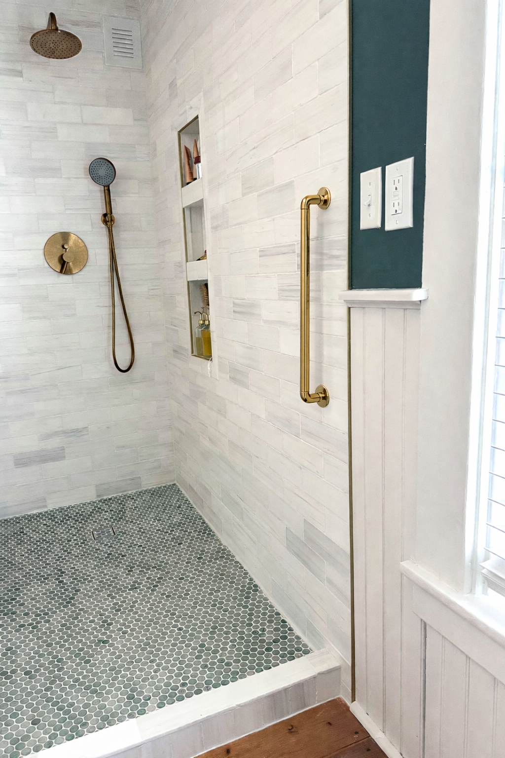 TUB --> STEP IN SHOWER WITH GRAB BAR