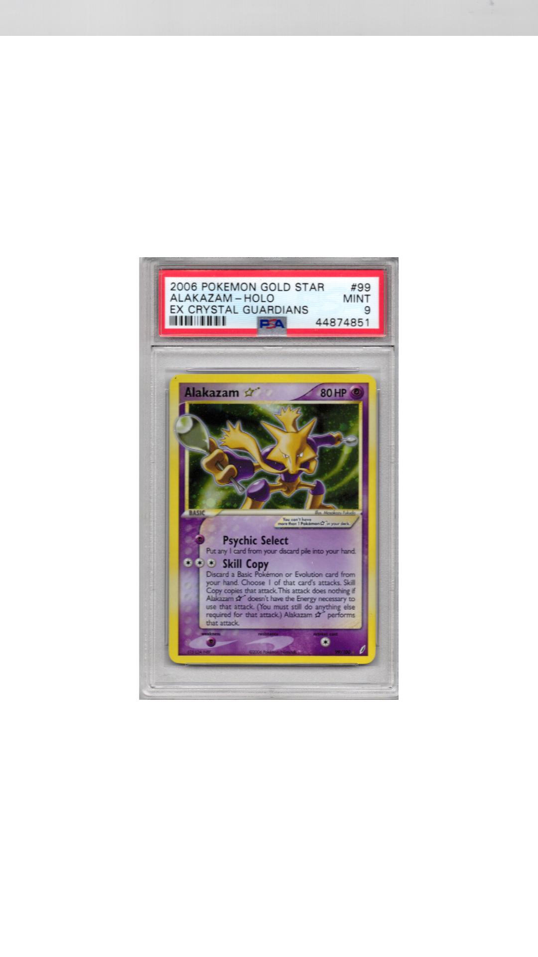 Ex Crystal Guardians #99 Gold Star Alakazam PSA 9