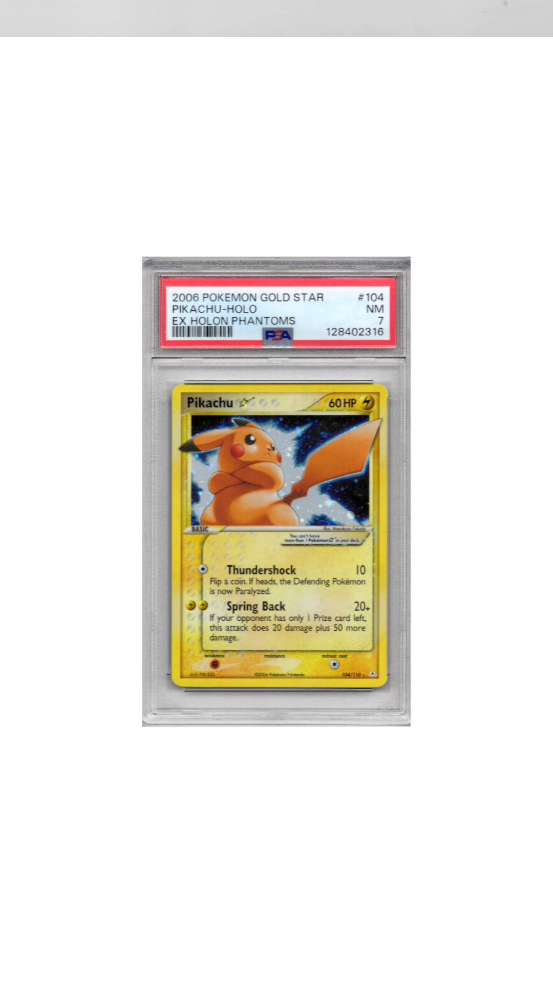Ex Holon Phantoms #104 Gold Star Pikachu PSA 7