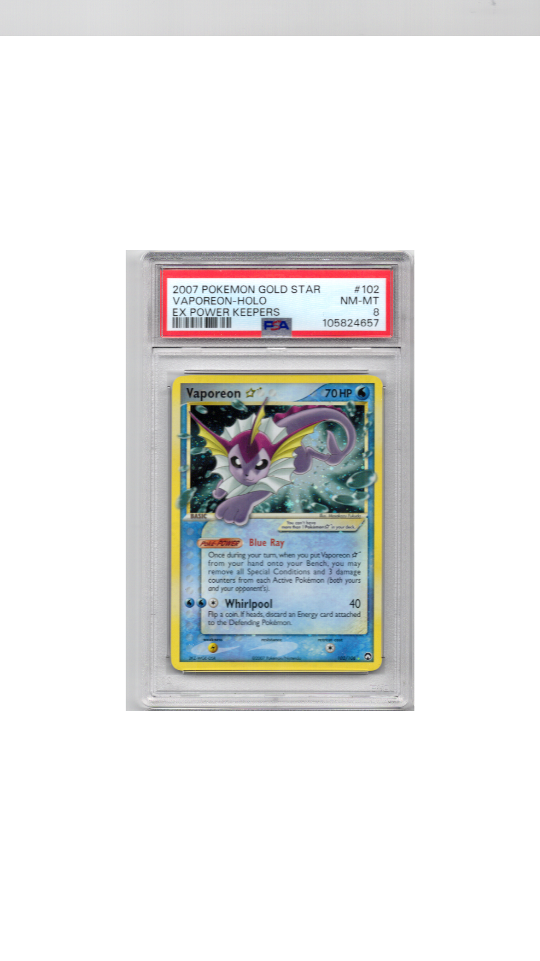 Ex Power Keepers #102 Gold Star Vaporeon PSA 8