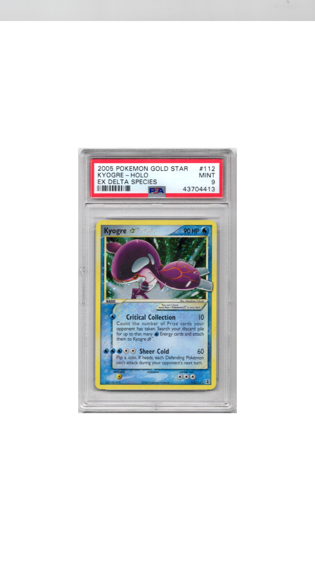 Ex Delta Species #112 Gold Star Kyogre PSA 9