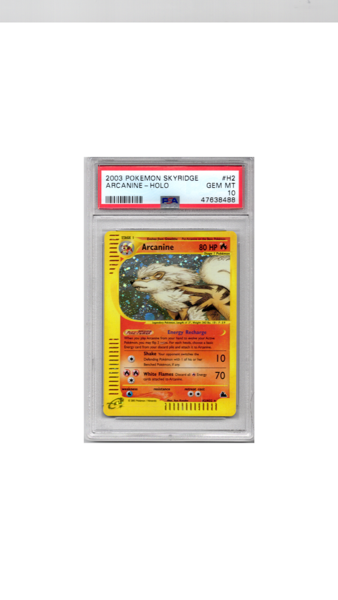 Skyridge #H2 Arcanine PSA 10