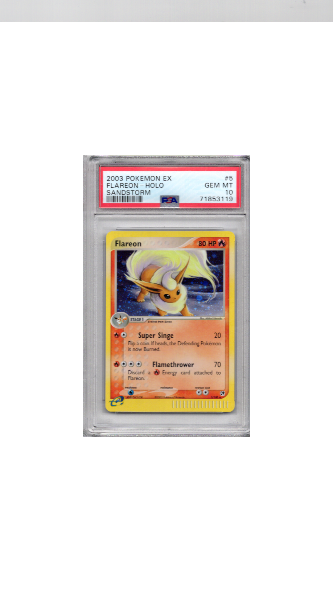 Sandstorm #5 Flareon-Holo PSA 10