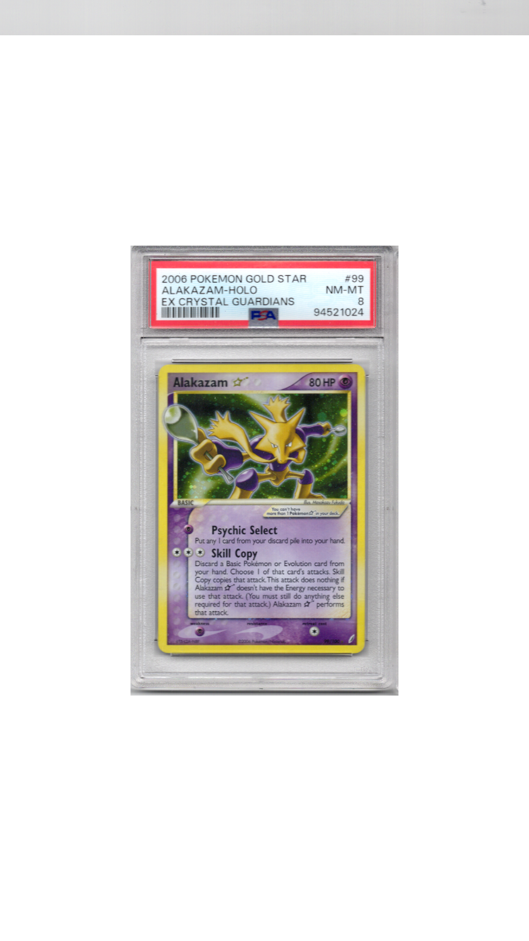 Ex Crystal Guardians #99 Gold Star Alakazam PSA 8