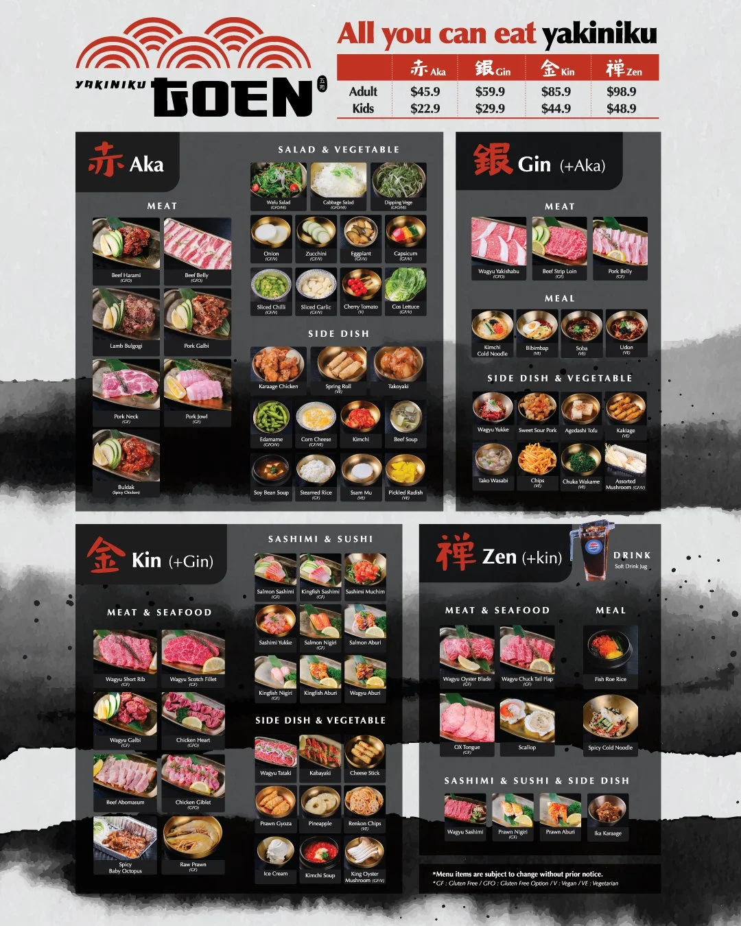 📢 Important Pricing Update

At Yakiniku Goen, we are committed to serving premium Wagyu, fresh seafood, and the highest-quality ingredients possible.

Over the past months, we have faced significant increases in the cost of our ingredients and opera