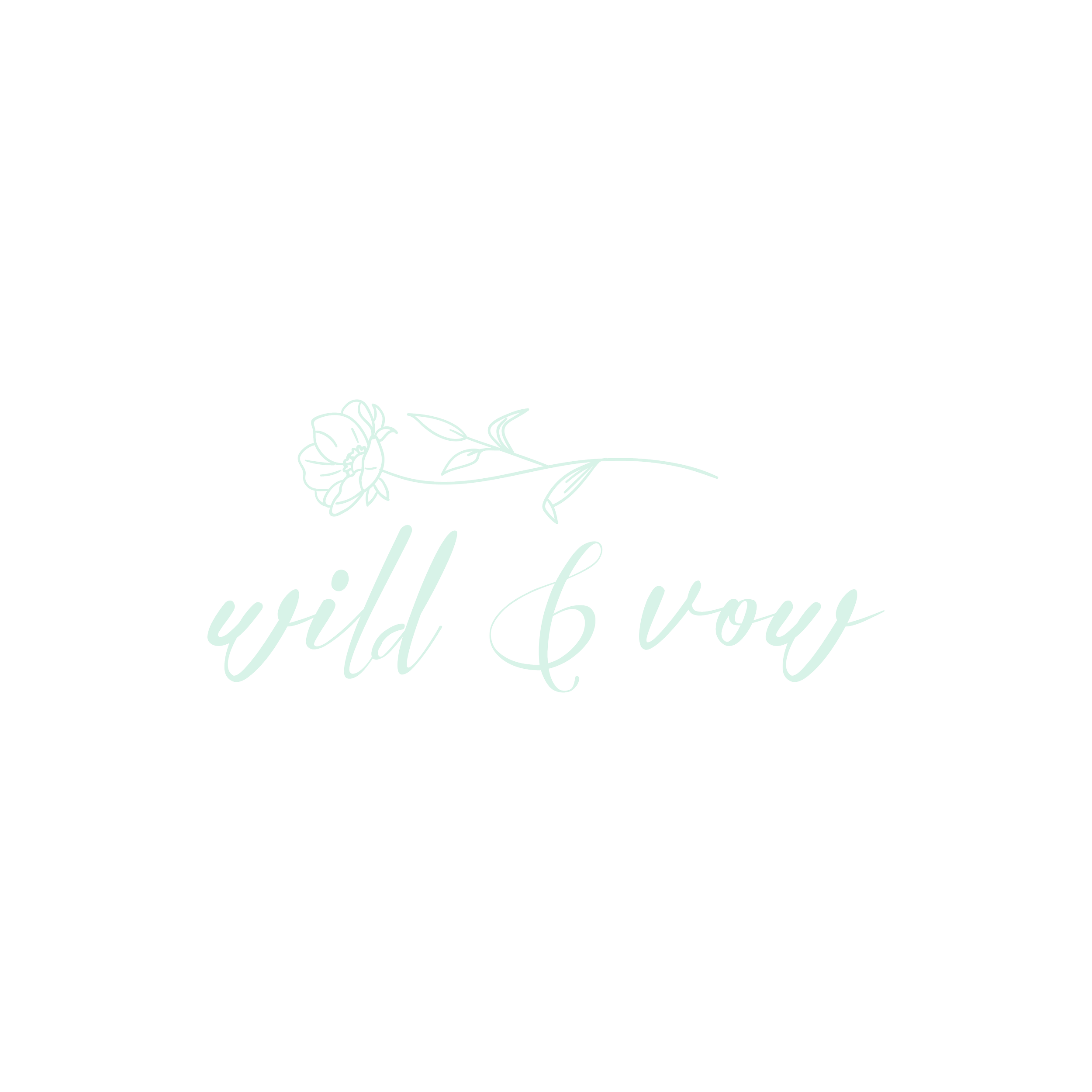 Black background with a white line drawing of a flower, and the words "wild & vow" in elegant cursive script.  wild and vow wedding planning   wild and vow wedding coordination