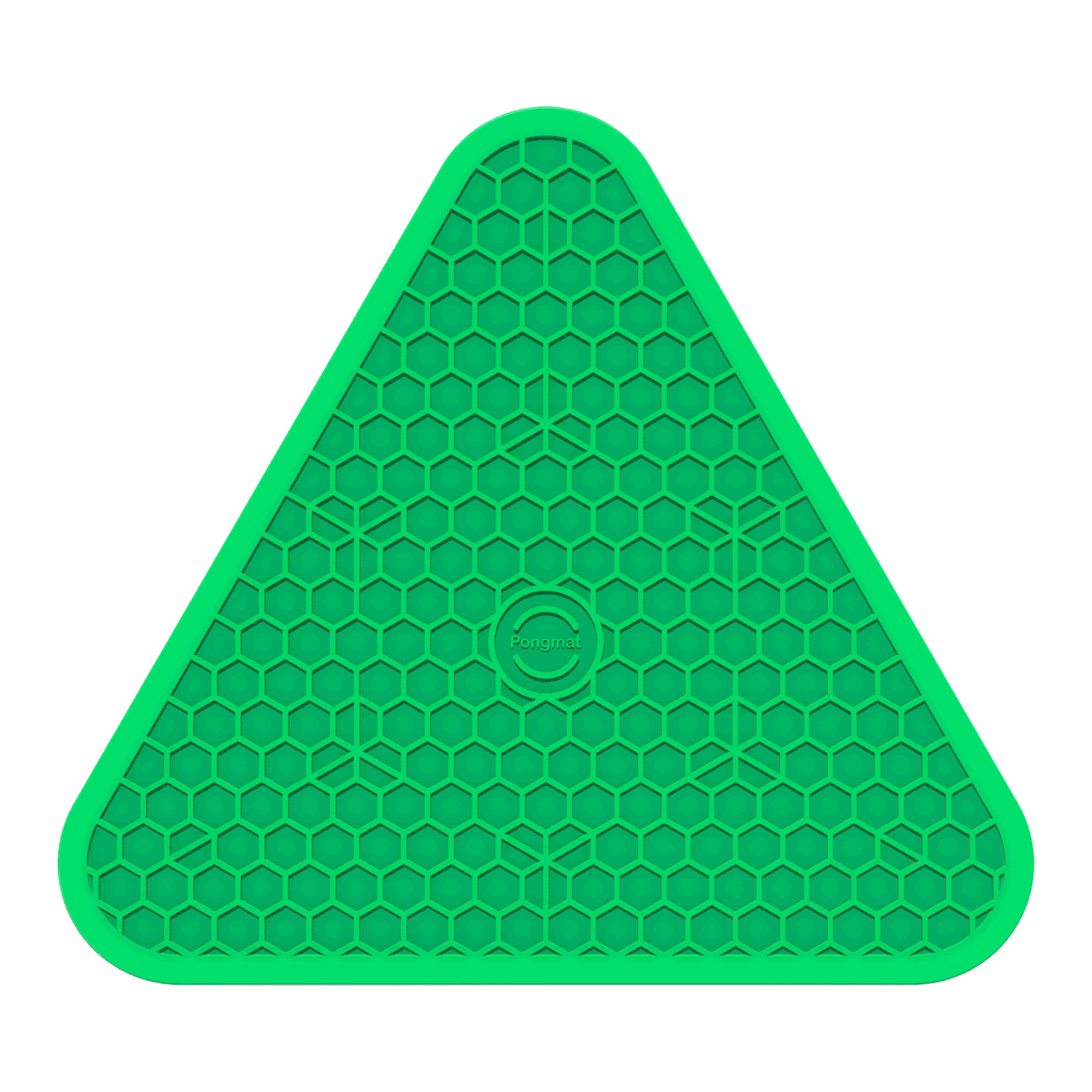 A multi-colored image displaying triangular silicone mats with rounded corners and triangular and circular line patterns throughout.