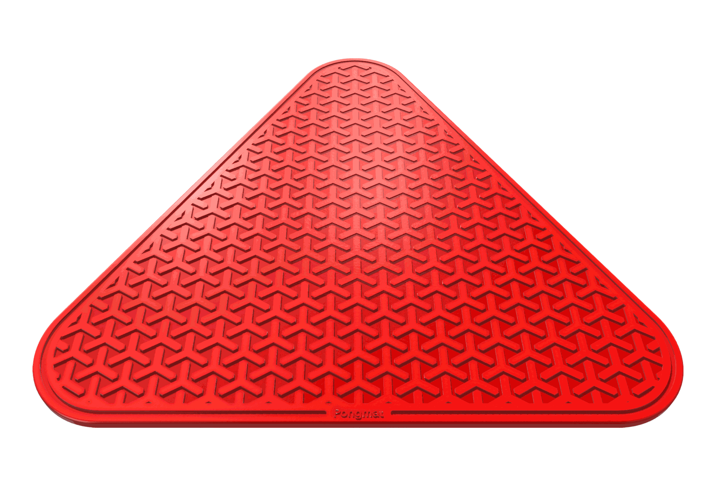 A triangular silicone mat with interlaced triangular tile pattern and a changing graphic that displays the different colors.