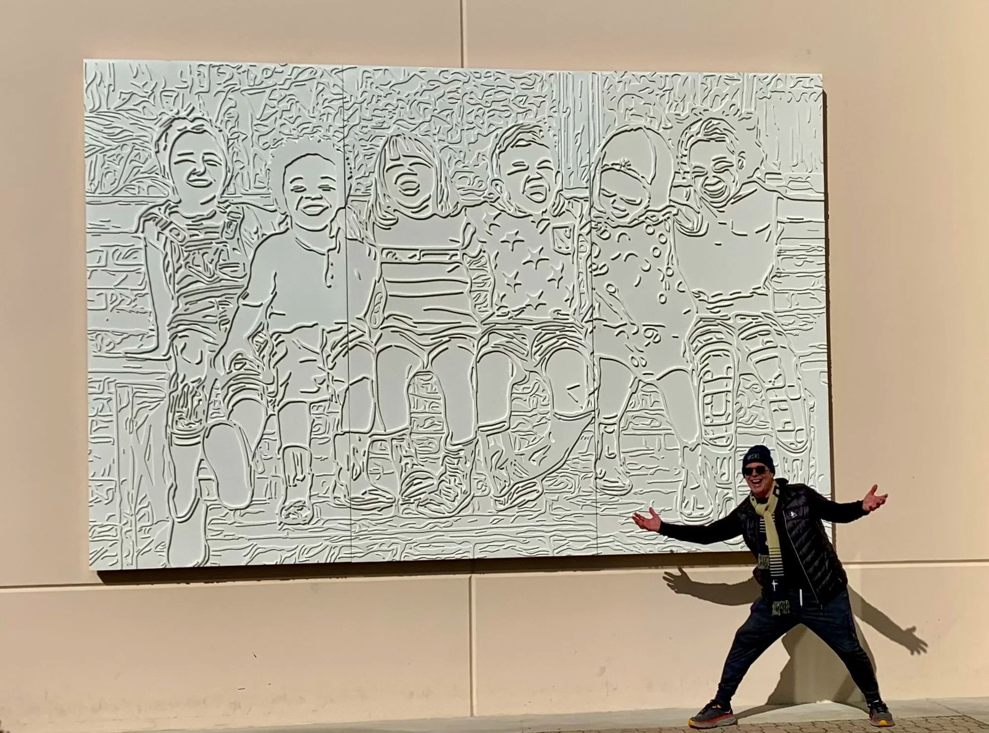 Title: Joy, mono edition 2023.
Medium:  Fiberglass and resin, paint.
Dimension: 15 Ft x 10 Ft x 4 inches.
Corporate Collection-Berkeley California