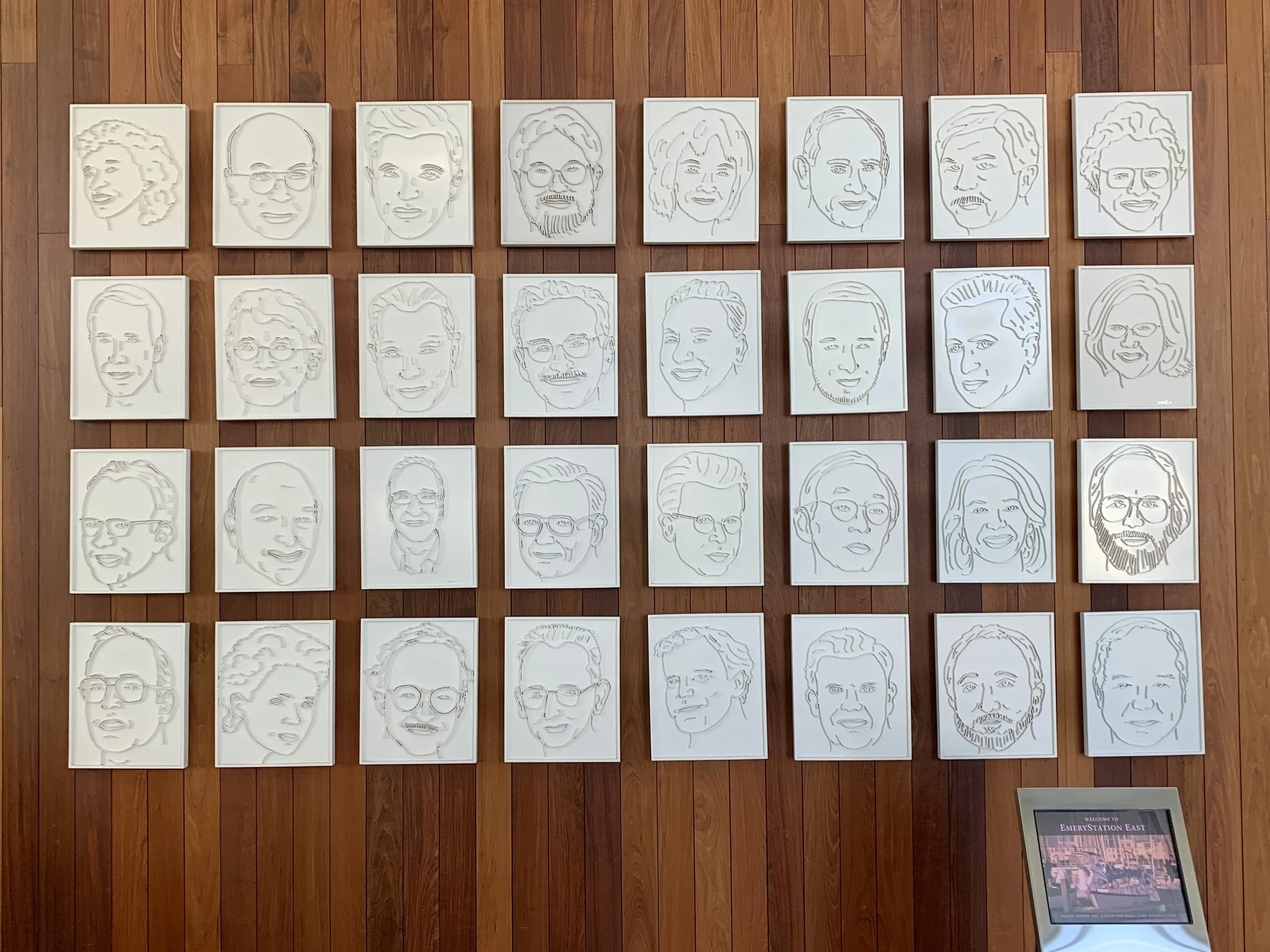 Nobel Prize winning Scientists from Bay Area, 2007- present
carved wood, acrylic primer, flat white automobile paint
16 x 20 x 1.5 inches (each)
private collection